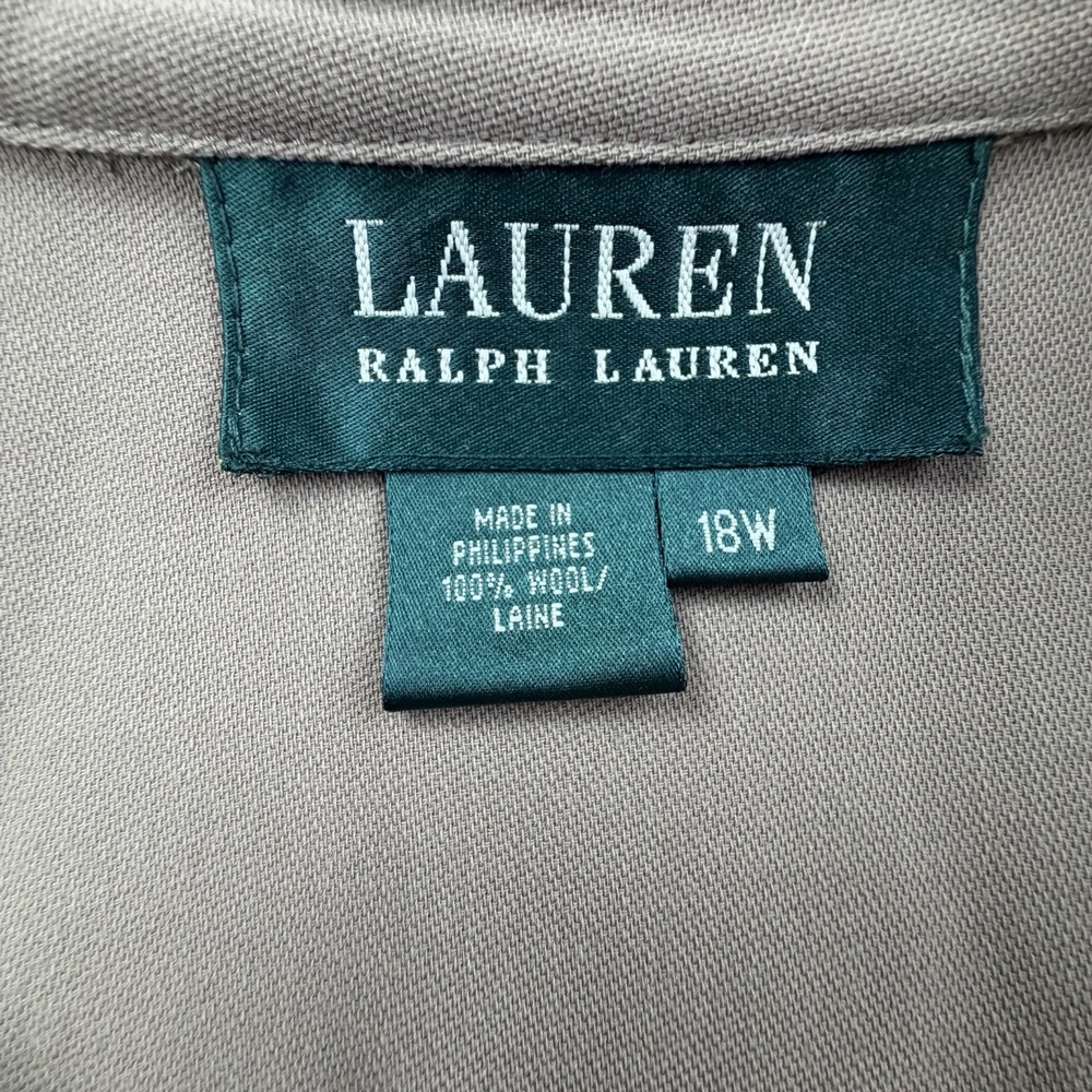 Lauren Ralph Lauren 100% Wool Shirt Jacket Womens 18W Beige Button Up - Picture 4 of 11